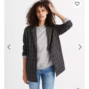 Glen Plaid Knit Oversized Blazer